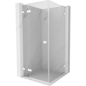 Mexen Lunar L sprchový kút s ľavým výklopným uchytením 80 x 80 cm, priehľadný, biely - 834L-080-080-20-00-L