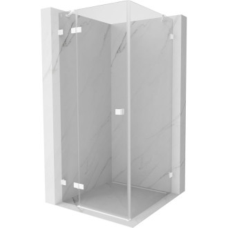 Sprchovací kút Mexen Lunar s ľavým výklopným uchytením 90 x 90 cm, priehľadný, biely - 834-090-090-20-00-L