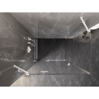 Sprchovací kút Mexen Lunar s ľavým výklopným uchytením 100 x 90 cm, priehľadný, biely - 834-100-090-20-00-L