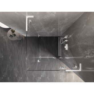 Sprchovací kút Mexen Lunar L s pravými pántami 80 x 80 cm, priehľadný, biely - 834L-080-080-20-00-P