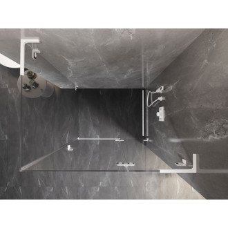 Sprchovací kút Mexen Lunar L s pravými pántami 90 x 80 cm, priehľadný, biely - 834L-090-080-20-00-P