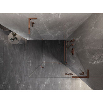 Sprchovací kút Mexen Lunar L s pravými pántami 90 x 90 cm, priehľadný, ružové zlato - 834L-090-090-60-00-P