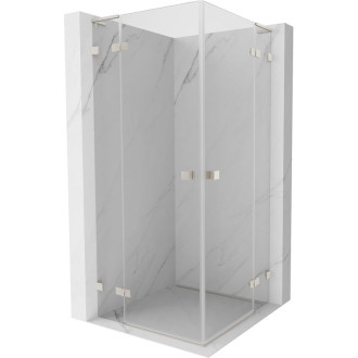 Sprchovací kút Mexen Lunar L Duo s výklopným mechanizmom 85 x 85 cm, priehľadný, kartáčovaný nikel - 834L-085L-085P-97-00