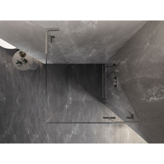 Sprchovací kút Mexen Lunar L s pravými pántami 90 x 90 cm, priehľadný, kartáčovaný nikel - 834L-090-090-97-00-P