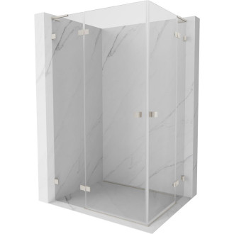 Mexen Lunar L Duo sprchovací kút s ľavým výklopným uzáverom 100 x 95 cm, priehľadný, kartáčovaný nikel - 834L-100L-095P-97-00