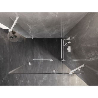 Sprchovací kút Mexen Lunar s pravými pántami 75 x 70 cm, priehľadný, biely - 834-075-070-20-00-P