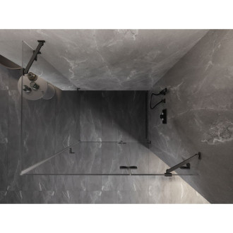 Sprchovací kút Mexen Lunar s výklopným pravým uchytením 100 x 80 cm, priehľadný, kartáčovaná pištoľ gray - 834-100-080-66-00-P