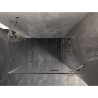 Sprchovací kút Mexen Lunar s pravým pántom 95 x 90 cm, priehľadný, kartáčovaný nikel - 834-095-090-97-00-P