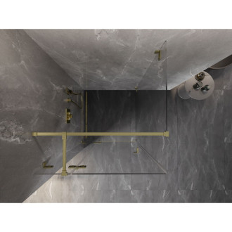 Sprchovací kút Mexen Lunar T s ľavým výklopným uchytením 120 x 120 cm, priehľadný, kartáčované zlato - 834T-120-120-55-00-L