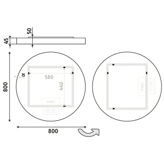 Nimco ZPB 31002RVX-05 BÍLÉ LED zrcadlo pr. 800 se dvěma dotykovými senzory