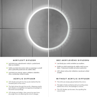 Nimco ZPB 31002RVX-05 BÍLÉ LED zrcadlo pr. 800 se dvěma dotykovými senzory