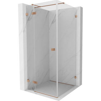 Sprchovací kút Mexen Lunar T s ľavým výklopným uchytením 120 x 120 cm, priehľadný, kartáčovaná meď - 834T-120-120-65-00-L