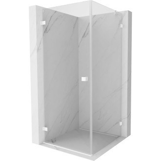Sprchovací kút Mexen Lunar-B s ľavým výklopným uchytením 80 x 80 cm, priehľadný, biely - 832-080-080-20-00-L
