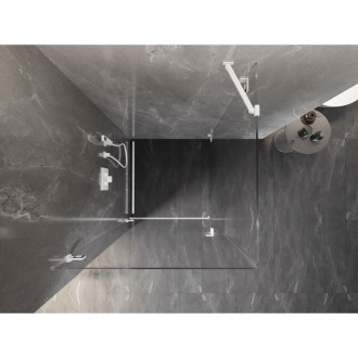 Sprchovací kút Mexen Lunar-B s ľavým výklopným uchytením 90 x 90 cm, priehľadný, biely - 832-090-090-20-00-L