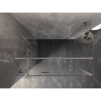 Sprchovací kút Mexen Lunar T s ľavým výklopným uchytením 135 x 100 cm, priehľadný, kartáčovaný nikel - 834T-135-100-97-00-L