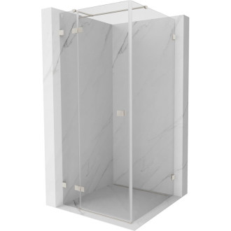 Sprchovací kút Mexen Lunar T s ľavým výklopným uchytením 120 x 120 cm, priehľadný, kartáčovaný nikel - 834T-120-120-97-00-L