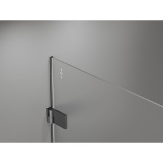 Sprchovací kút Mexen Lunar-B s ľavým výklopným uchytením 95 x 90 cm, priehľadný, kartáčovaná pištoľovo sivá - 832-095-090-66-00-L