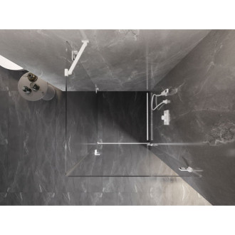 Sprchovací kút Mexen Lunar-B s pravými pántami 90 x 90 cm, priehľadný, biely - 832-090-090-20-00-P