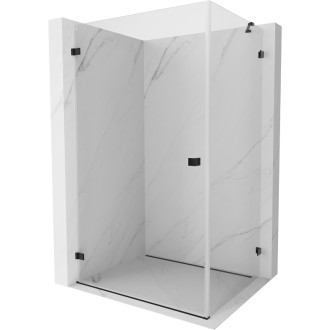 Sprchovací kút Mexen Lunar-B s ľavým výklopným uchytením 100 x 80 cm, priehľadný, čierny - 832-100-080-70-00-L