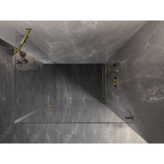 Sprchovací kút Mexen Lunar-B s pravými pántami 75 x 70 cm, priehľadný, zlatý - 832-075-070-50-00-P