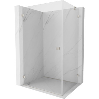 Sprchovací kút Mexen Lunar-B s ľavým výklopným uchytením 95 x 80 cm, priehľadný, kartáčovaný nikel - 832-095-080-97-00-L