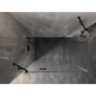 Sprchovací kút Mexen Lunar s ľavým výklopným uchytením 85 x 70 cm, priehľadný, čierny - 834-085-070-70-00-L