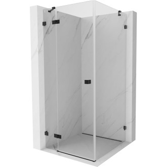 Sprchovací kút Mexen Lunar s ľavým výklopným uchytením 100 x 100 cm, priehľadný, čierny - 834-100-100-70-00-L