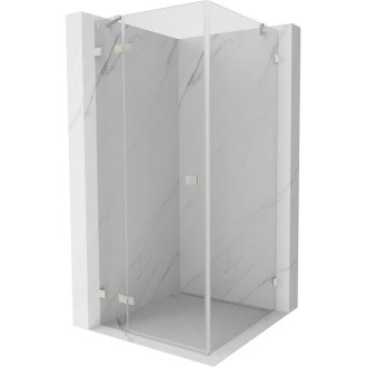 Sprchovací kút Mexen Lunar s ľavým výklopným uchytením 80 x 80 cm, priehľadný, kartáčovaný nikel - 834-080-080-97-00-L