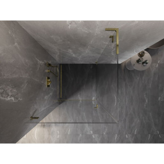 Sprchovací kút Mexen Lunar-B L ľavý výklopný 80 x 80 cm, priehľadný, zlatý - 832L-080-080-50-00-L