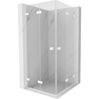 Skladací sprchovací kút Mexen Lunar-F Duo 85 x 85 cm, priehľadný, biely - 836-085L-085P-20-00