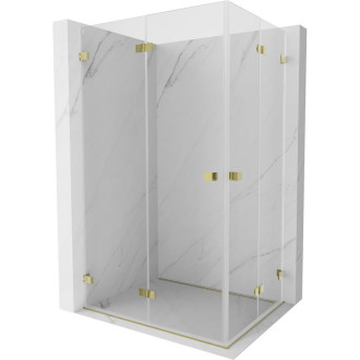 Sprchovací kút Mexen Lunar-F Duo skladací 90 x 70 cm, priehľadný, zlatý - 836-090L-070P-50-00