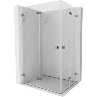 Sprchovací kút Mexen Lunar-F Duo skladací 100 x 80 cm, priehľadný, ružové zlato - 836-100L-080P-60-00