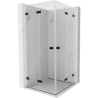 Skladací sprchovací kút Mexen Lunar-F Duo 70 x 70 cm, priehľadný, čierny - 836-070L-070P-70-00