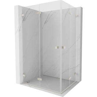 Sprchovací kút Mexen Lunar-F Duo skladací 85 x 75 cm, priehľadný, kartáčovaný nikel - 836-085L-075P-97-00