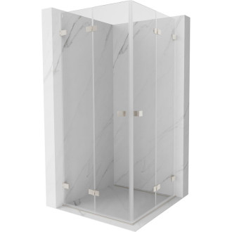 Sprchovací kút Mexen Lunar-F Duo skladací 85 x 85 cm, priehľadný, kartáčovaný nikel - 836-085L-085P-97-00
