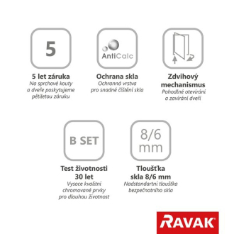 Ravak BSD2-90 AL chróm + Transparent (890-905) 0UL7AA00Z1