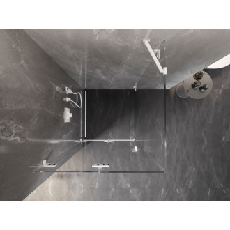 Sprchovací kút Mexen Lunar-F skladací ľavý 90 x 90 cm, priehľadný, biely - 836-090-090-20-00-L