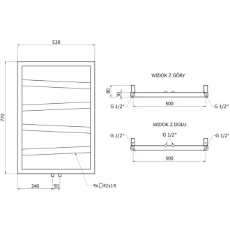 Dekoratívny kúpeľňový radiátor Mexen Zoom 770 x 530 mm, 275 W, antracit - W130-0770-530-00-66