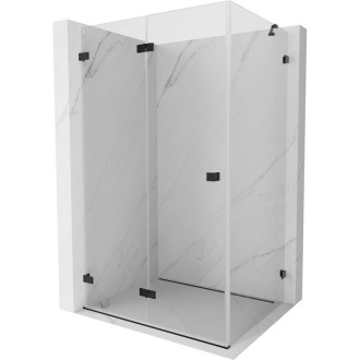 Sprchovací kút Mexen Lunar-F skladací ľavý 95 x 90 cm, priehľadný, čierny - 836-095-090-70-00-L