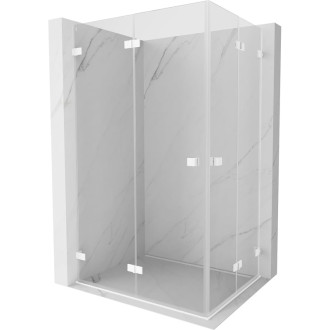 Sprchovací kút Mexen Lunar-F Duo skladací 95 x 80 cm, priehľadný, biely - 836-095L-080P-20-00