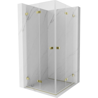 Skladací sprchovací kút Mexen Lunar-F Duo 95 x 95 cm, priehľadný, zlatý - 836-095L-095P-50-00