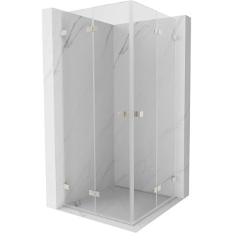 Sprchovací kút Mexen Lunar-F Duo skladací 95 x 95 cm, priehľadný, kartáčovaný nikel - 836-095L-095P-97-00