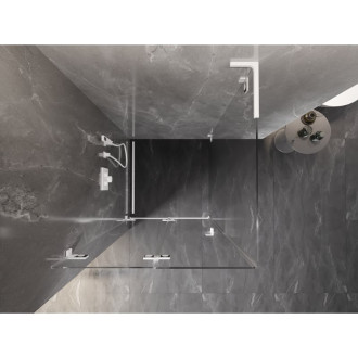 Mexen Lunar-F L skladací sprchovací kút ľavý 70 x 70 cm, priehľadný, biely - 836L-070-070-20-00-L