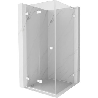 Mexen Lunar-F L skladací sprchovací kút ľavý 80 x 80 cm, priehľadný, biely - 836L-080-080-20-00-L