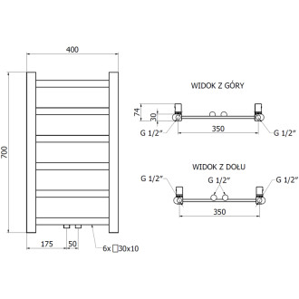 Kúpeľňový radiátor Mexen Bolt 700 x 400 mm, 165 W, čierny - W126-0700-400-00-70