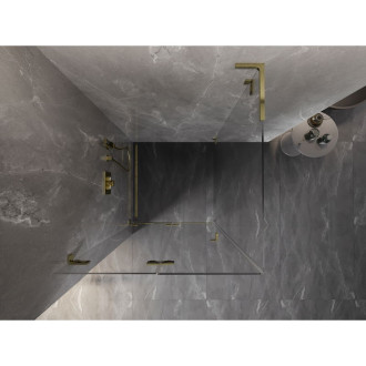 Sprchovací kút Mexen Lunar-F L skladací ľavý 80 x 80 cm, priehľadný, zlatý - 836L-080-080-50-00-L