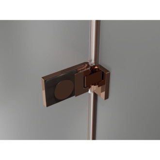 Sprchovací kút Mexen Lunar-F L skladací ľavý 100 x 80 cm, priehľadný, ružové zlato - 836L-100-080-60-00-L