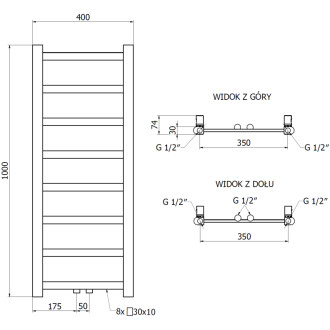 Kúpeľňový radiátor Mexen Bolt 1000 x 400 mm, 228 W, antracit - W126-1000-400-00-66