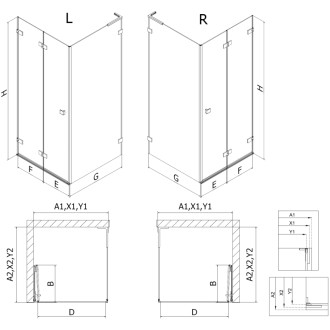 Sprchovací kút Mexen Lunar-F L skladací ľavý 90 x 80 cm, priehľadný, strieborná metalíza - 836L-090-080-95-00-L
