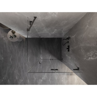 Sprchovací kút Mexen Lunar-F skladací pravý 100 x 100 cm, priehľadný, kartáčovaná pištoľ gray - 836-100-100-66-00-P